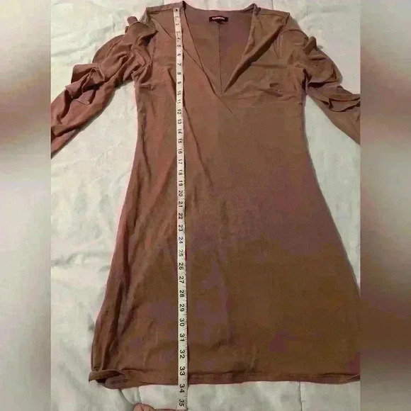 Express Mauve Bodycon Ruffle and Lace Sleeve Dress Size M - Picture 9 of 12